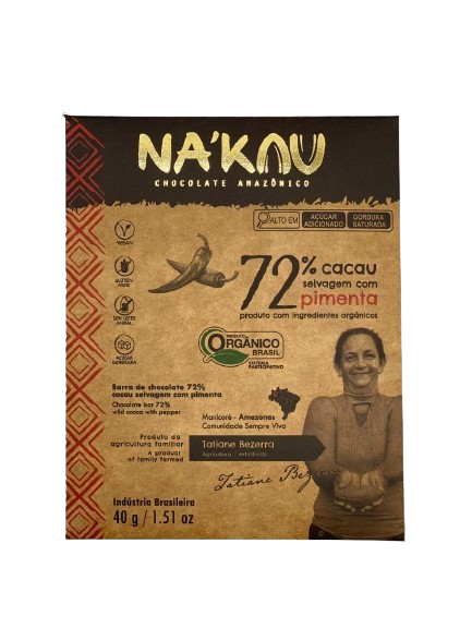 72% Cacau Orgânico com Pimenta Baniwa 40g