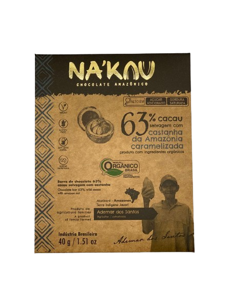 63% Cacau Orgânico com Castanha da Amazônia 40g
