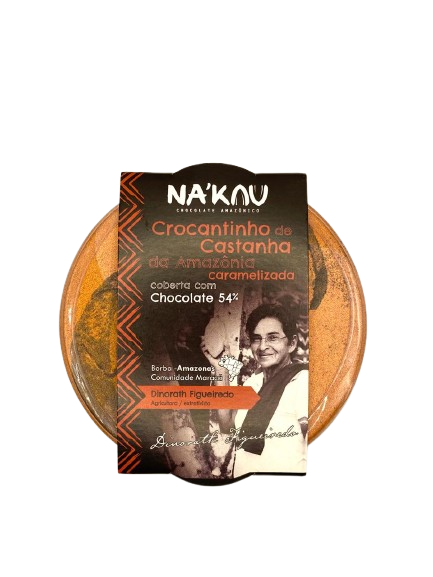 Crocantinho de Castanha Caramelizada Drageado com Chocolate 54%