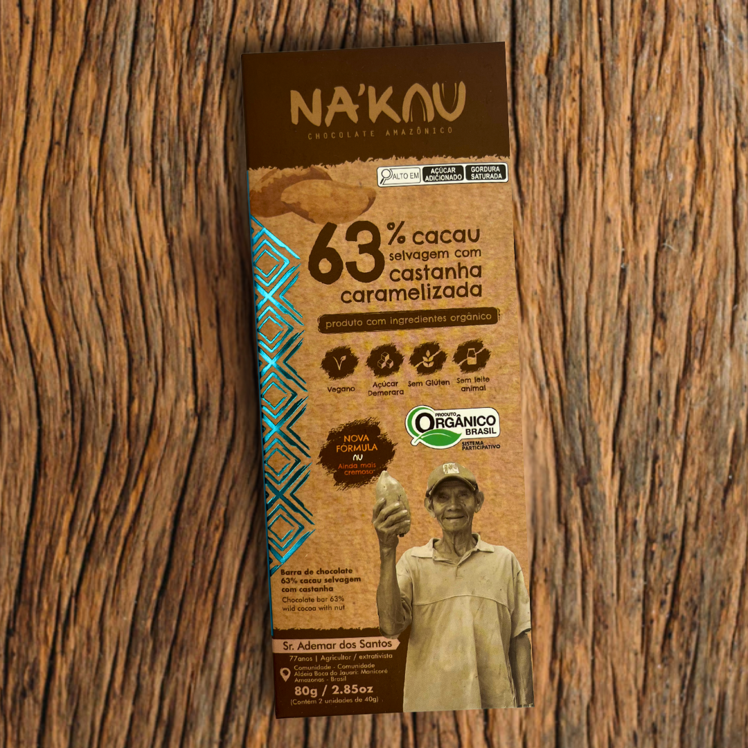 63% Cacau Orgânico com Castanha da Amazônia 80g
