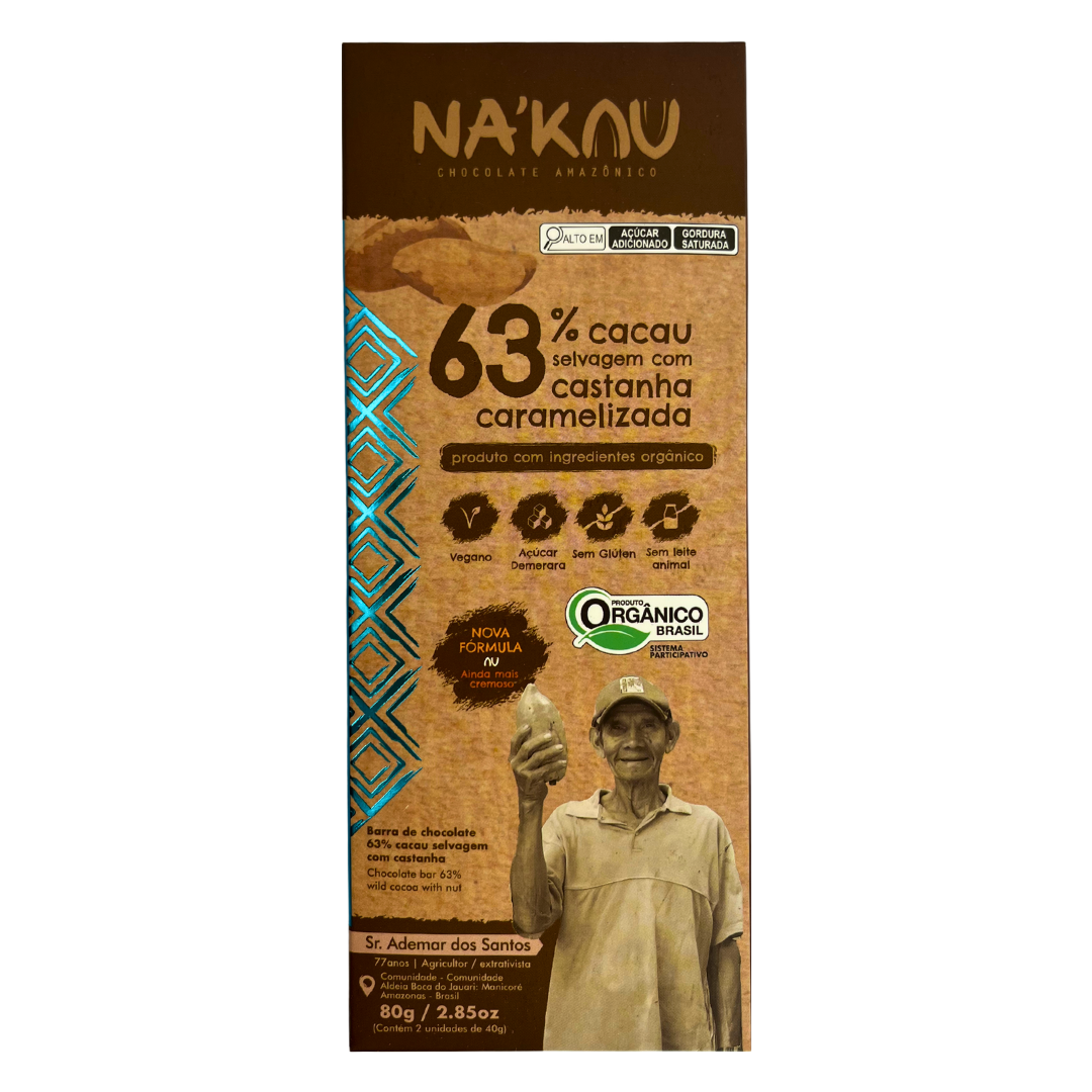 63% Cacau Orgânico com Castanha da Amazônia 80g