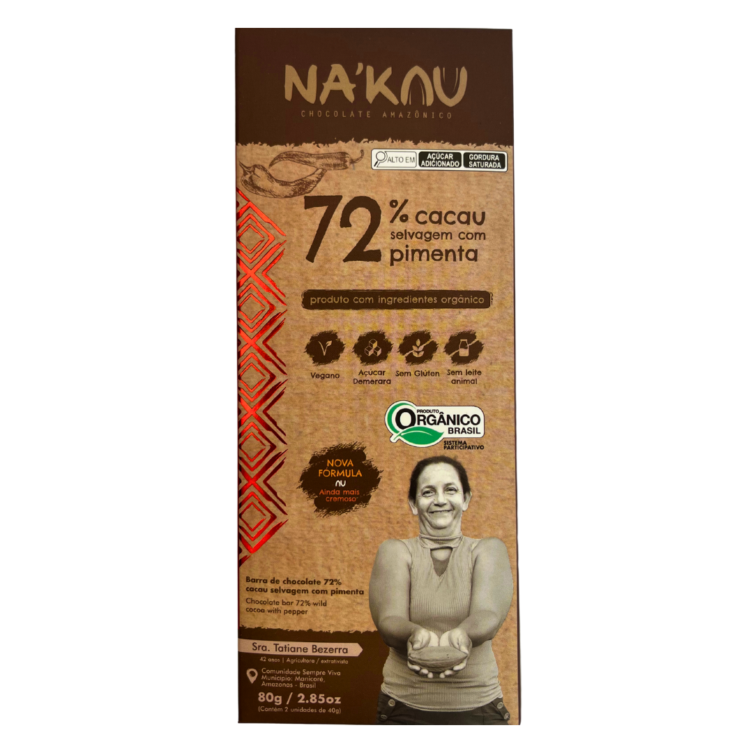 72% Cacau Orgânico com Pimenta Baniwa 80g